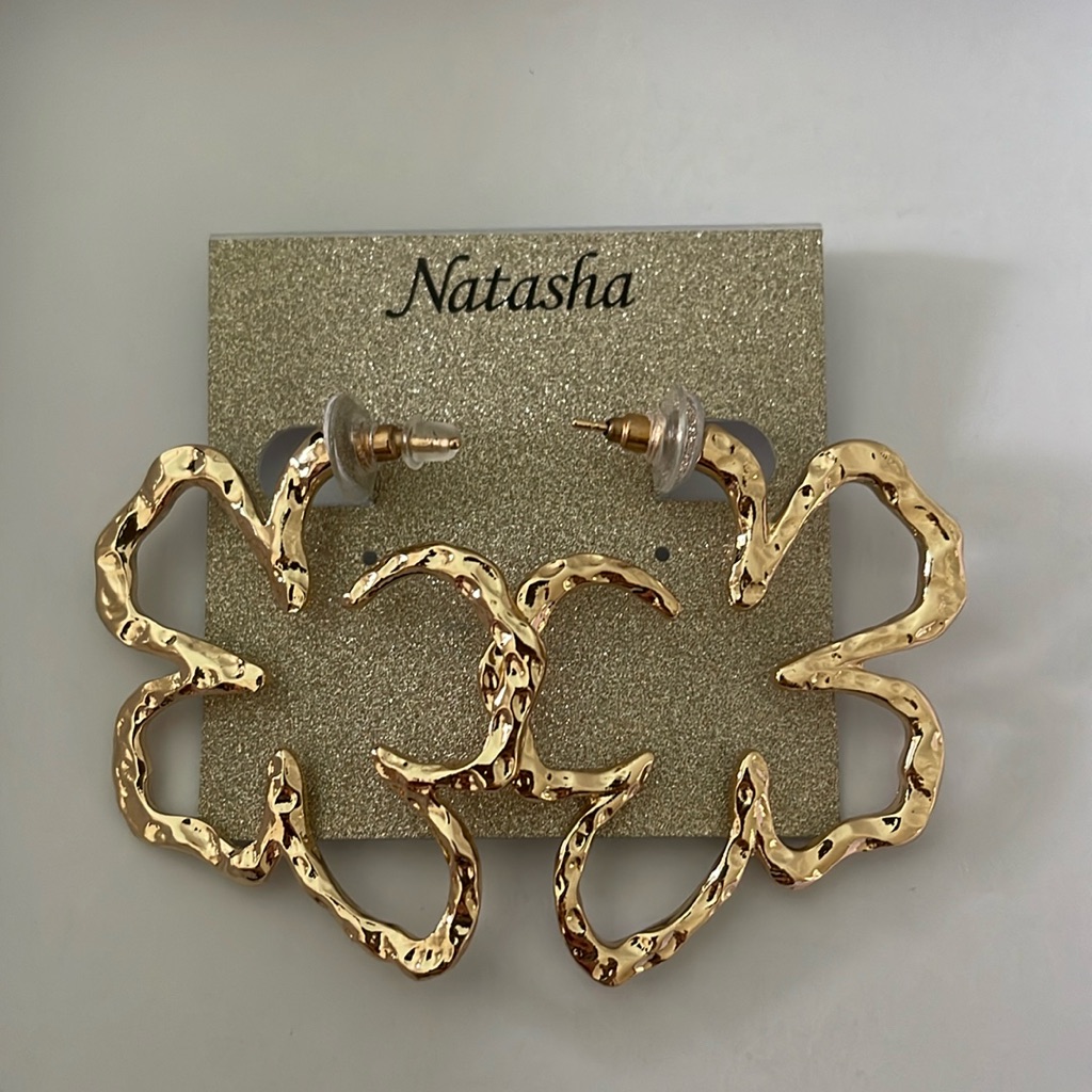 New Natasha Gold Hammered Earrings